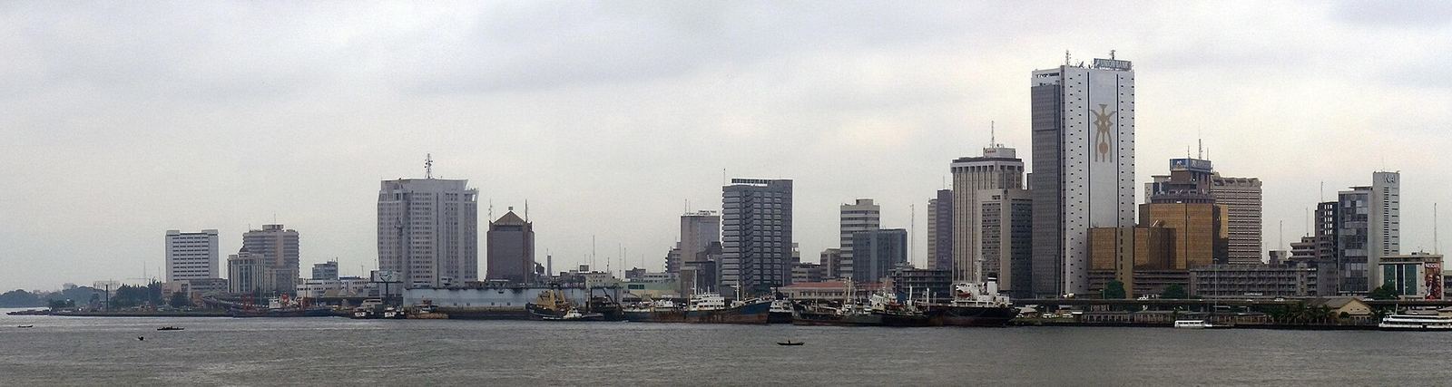 The Lagos Marina skyline seen across the water.